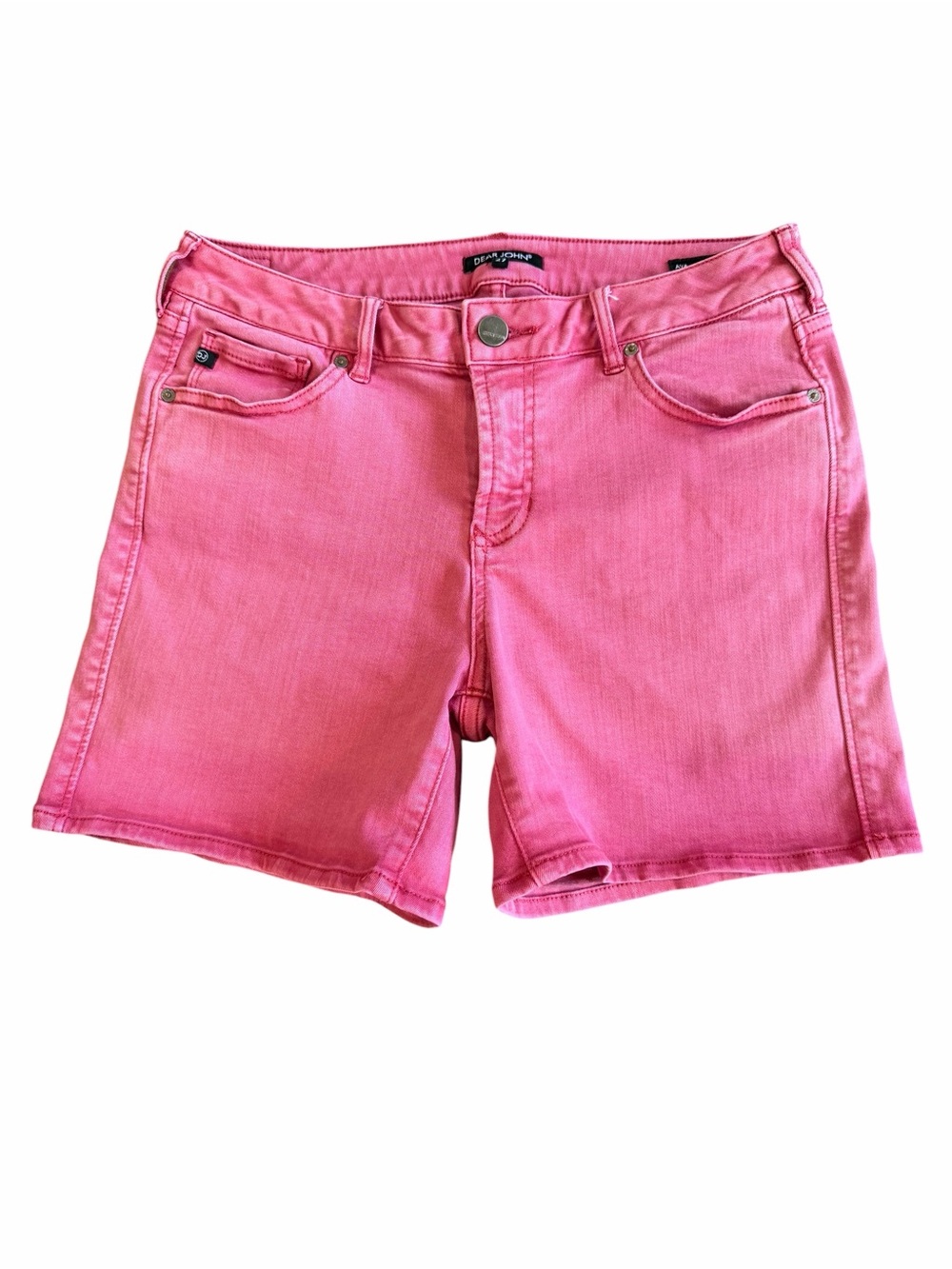 Dear John Ava Roll-Up Shorts Pink Size 27 Mid Rise Stretch Denim